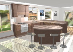 SuperView 3D picture of Kitchen with lounge area
